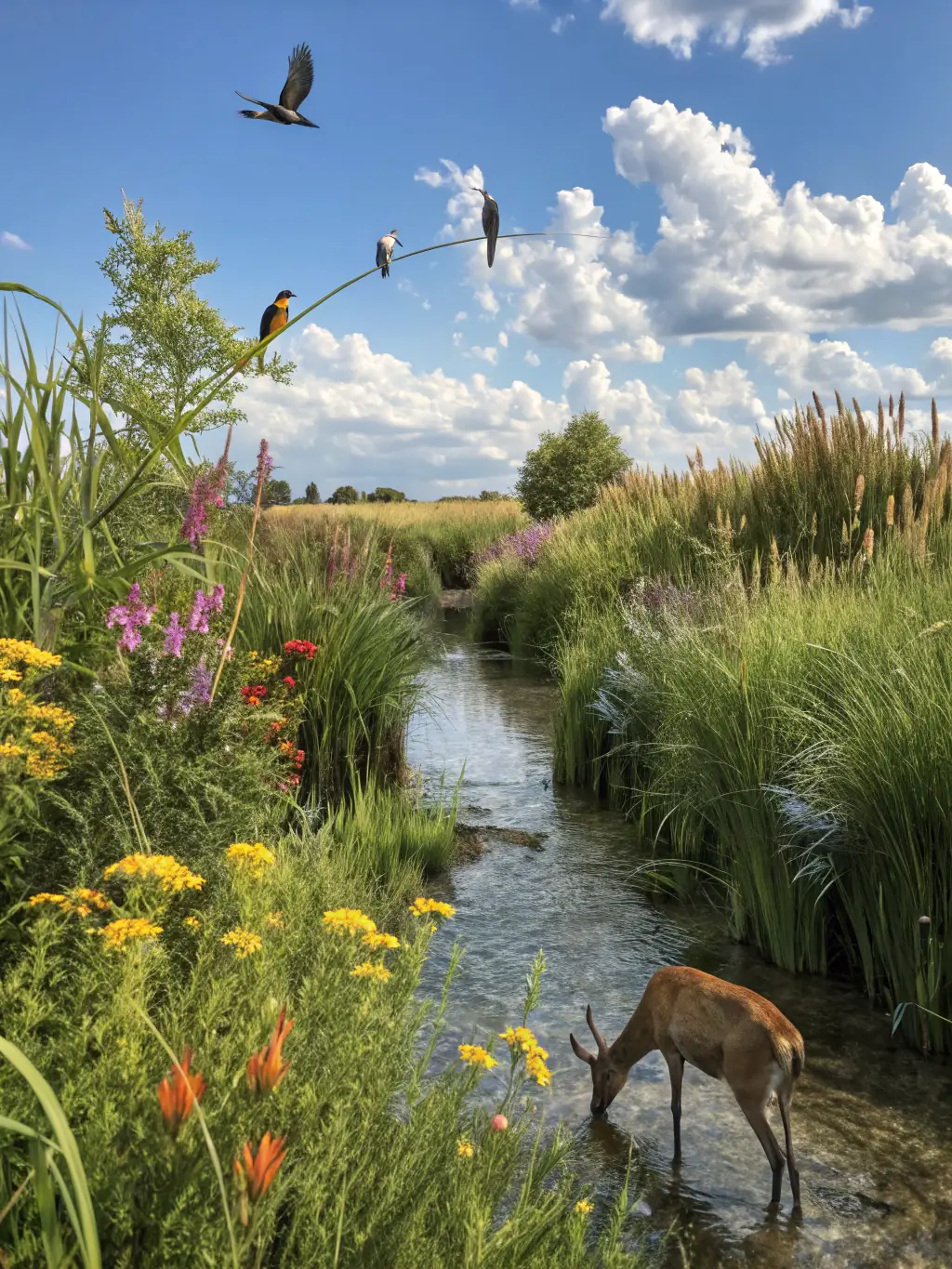 A scenic view of a wildlife reserve with diverse flora and fauna, showcasing the natural beauty that ACCA aims to protect through its wildlife regulation and management programs.